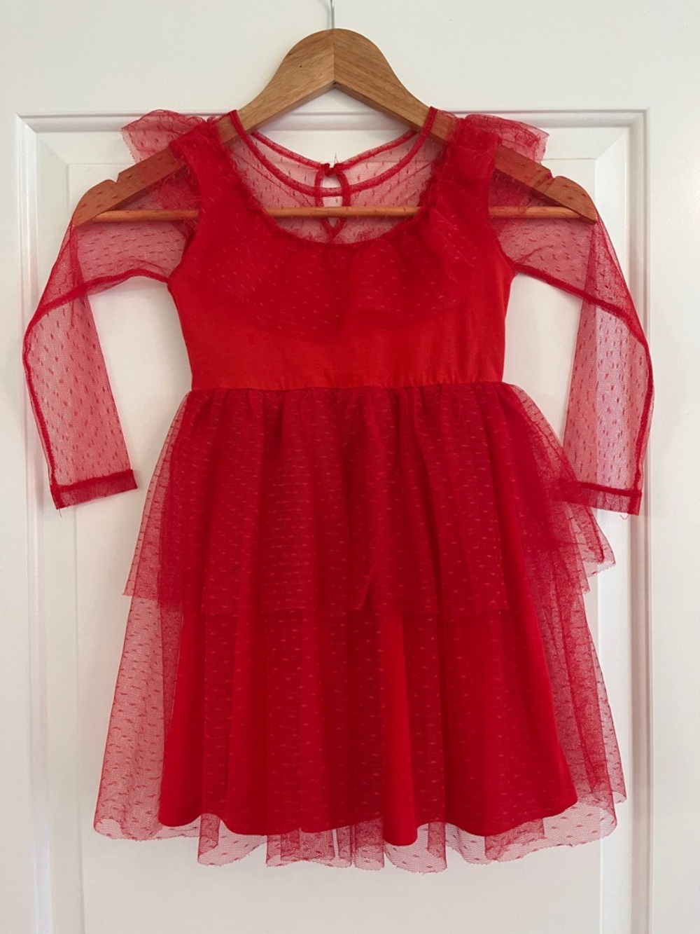 Beetlejuice Girls Red Sheer Long Sleeves Lace Lydia Dress Halloween Costume